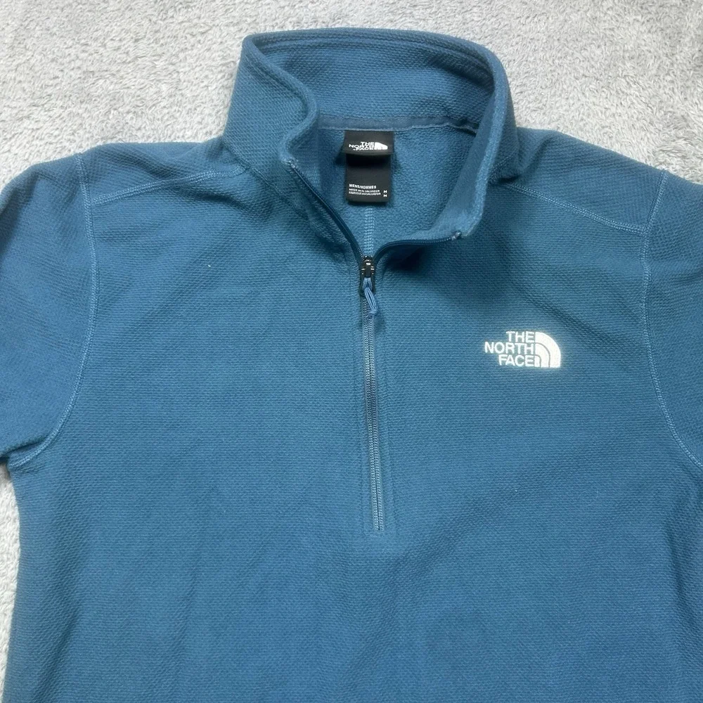 The North Face Sweater Mens M Teal Textured Cap‎ Rock Fleece 1/4 Zip Pullover